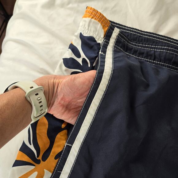 Speedo Navy and Orange Floral Swim Trunks - Picture 8 of 16